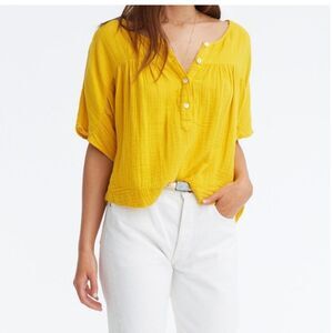 Xirena Fable Top 100% Cotton Chelsea Gauze Yellow S